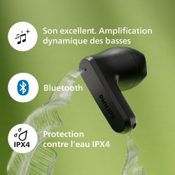 Philips tat2139bk/00 true wireless in ear bluetooth headphones - small buds. great value natural sound. dynamic bass, pocket-siz