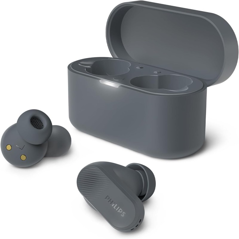 Philips tat3509gy noise cancelling true wireless in ear bleutooth headphones - small buds. natural sound. dynamic bass, pocket-s