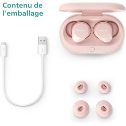 Philips tat1209pk true wireless in ear bleutooth headphones - small buds. great value natural sound. dynamic bass, pocket-sized 
