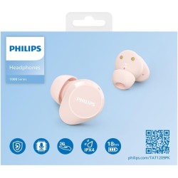 Philips tat1209pk true wireless in ear bleutooth headphones - small buds. great value natural sound. dynamic bass, pocket-sized 