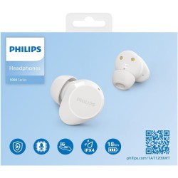 Philips tat1209wt true wireless in ear bluetooth headphones - small buds. great value natural sound. dynamic bass, pocket-sized 