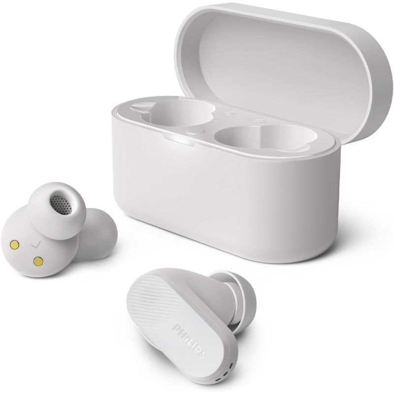 Philips tat3509wt noise cancelling true wireless in ear bluetooth headphones - small buds. natural sound. dynamic bass, pocket-s