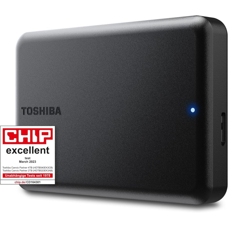 Toshiba Canvio Partner 4TB Portable 2.5'' External Hard Drive, USB 3.2, Compatible Mac & Windows. Xbox, PS4, PS5 (HDTB540EK3CB)