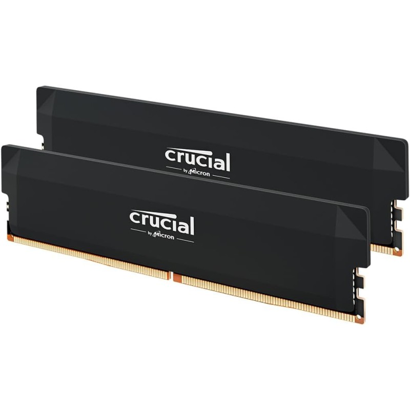 Crucial Pro RAM DDR5 64Go Kit (2x32Go) 6000MHz CL40, Overclocking Gaming, Intel XMP 3.0 / AMD EXPO, PC Mémoire, Noir - CP2K32G60