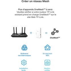 TP-Link Répéteur WiFi 6 Mesh (RE600X), Amplificateur WiFi AX1800 Couvre jusqu'à 100 m², WiFi Extender, WiFi Booster, 1 Port Ethe
