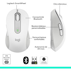 Logitech signature m650 l souris sans fil grande taille - pour mains larges, pile 2 ans, clics silencieux, boutons de côtés prog