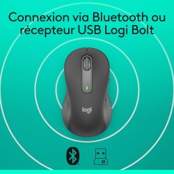 Logitech signature m650 l left souris sans fil - pour grandes mains gauches, pile 2 ans, clics silencieux, boutons de côtés prog