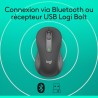 Logitech signature m650 l left souris sans fil - pour grandes mains gauches, pile 2 ans, clics silencieux, boutons de côtés prog