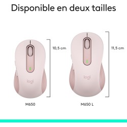 Logitech signature m650 l souris sans fil grande taille - pour mains larges, pile 2 ans, clics silencieux, boutons de côtés prog