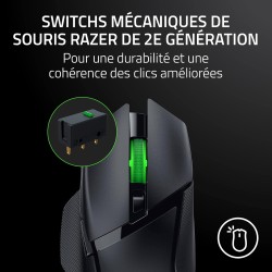 Razer Basilisk V3 X Hyperspeed - Souris Gaming sans Fil (Forme Ergonomique Iconique avec 9 Boutons Programmables, sans Fil Hyper