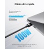 Anker Câble USB C vers USB C, 100W 333 Câble usb c Charge Rapide, pour iPhone 16/15/16 Pro Max/16 Plus/15 Plus MacBook Pro 2024,