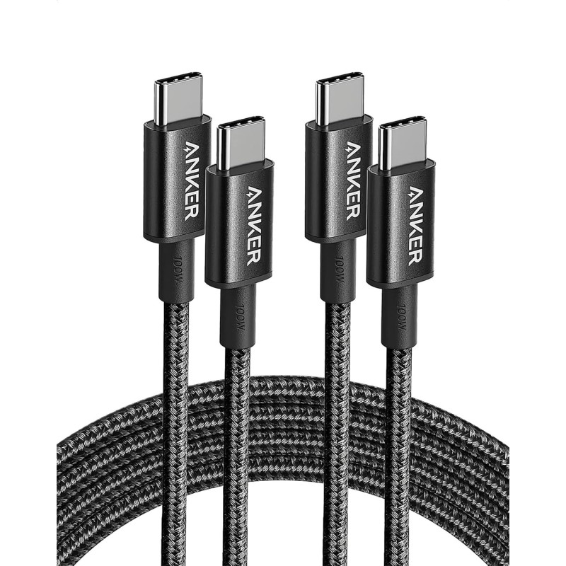 Anker Câble USB C vers USB C, 100W Câble de Charge usb c, 2 pack, pour iPhone 17/16/17 Pro/17 Plus/17 ProMax, MacBook Pro/Air, i