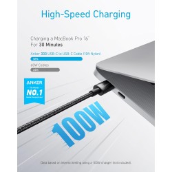 Anker Câble USB C vers USB C, 100W 333 lot de 2 Câble usb c Charge Rapide, pour iPhone 17/17Pro/17Plus/16/ 15ProMax MacBook Pro 