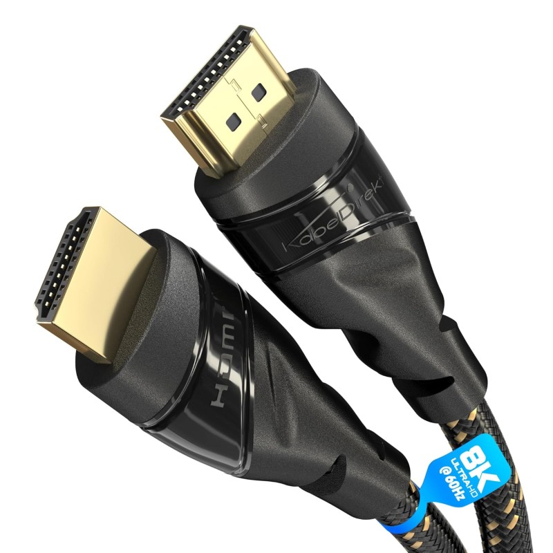 KabelDirekt – Câble HDMI 8K/4K – 0,25m – 8K@60Hz (cuivre supplémentaire pour Ultra HD rapide, gaine en nylon, 4K@120Hz/8K@60Hz –