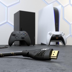 KabelDirekt – Câble HDMI 8K/4K – 0,25m – 8K@60Hz (cuivre supplémentaire pour Ultra HD rapide, gaine en nylon, 4K@120Hz/8K@60Hz –