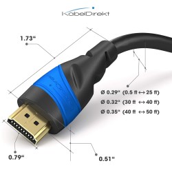 KabelDirekt – Câble HDMI 4K – 2x 10m et autres longueurs (7,5m à 22,5m) – Câble HDMI conçu en Allemagne – 4K@60Hz, UHD, HDR, ARC