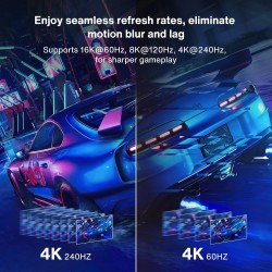 IVANKY 80Gbps Câble DisplayPort 2.1, Supporte 16K@60Hz, 8K@240Hz, 4K@480Hz, 16K DisplayPort Compatible avec FreeSync et G-Sync, 