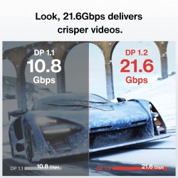 IVANKY Câble DisplayPort vers DisplayPort 3m Ultra HD 4K Câble DP Mâle Mâle en Nylon Tressé & Plaqués Or [4K@60Hz, 2K@165Hz, 2K@