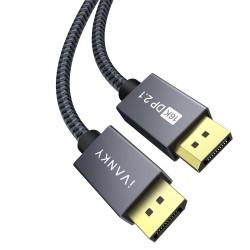 IVANKY Câble DisplayPort 16K 2.1/2.0 3M, 4K@240Hz/165Hz/144Hz, 16K@60Hz, 8K@120Hz, 2K@240Hz, Câble DP 2.0 Compatible avec HDR10,