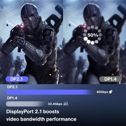 IVANKY Câble DisplayPort 16K 2.1/2.0 3M, 4K@240Hz/165Hz/144Hz, 16K@60Hz, 8K@120Hz, 2K@240Hz, Câble DP 2.0 Compatible avec HDR10,