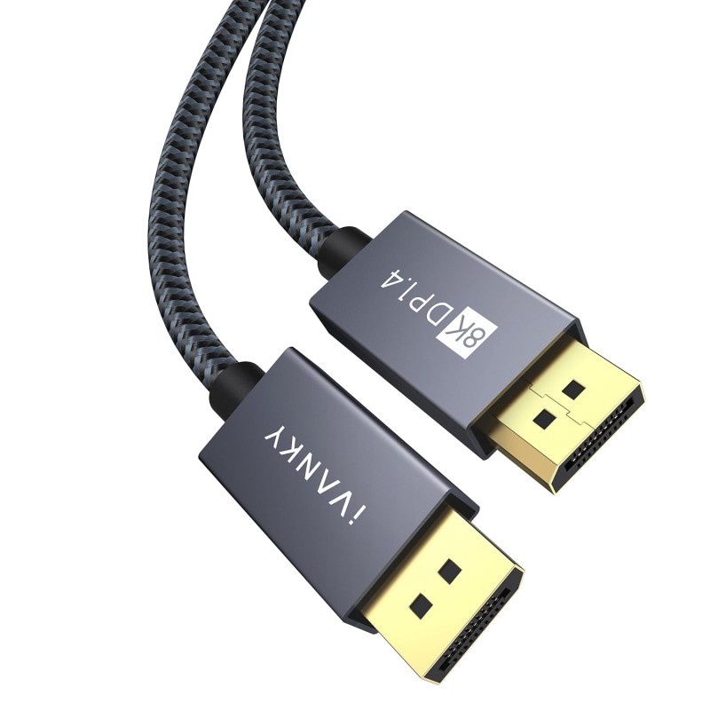 IVANKY Câble DisplayPort 1.4, 8K@60Hz, 4K@ 144Hz, 4K@75Hz y 1080@240Hz, Câble DisplayPort 1.4 Compatible avec HDR, FreeSync, G-S