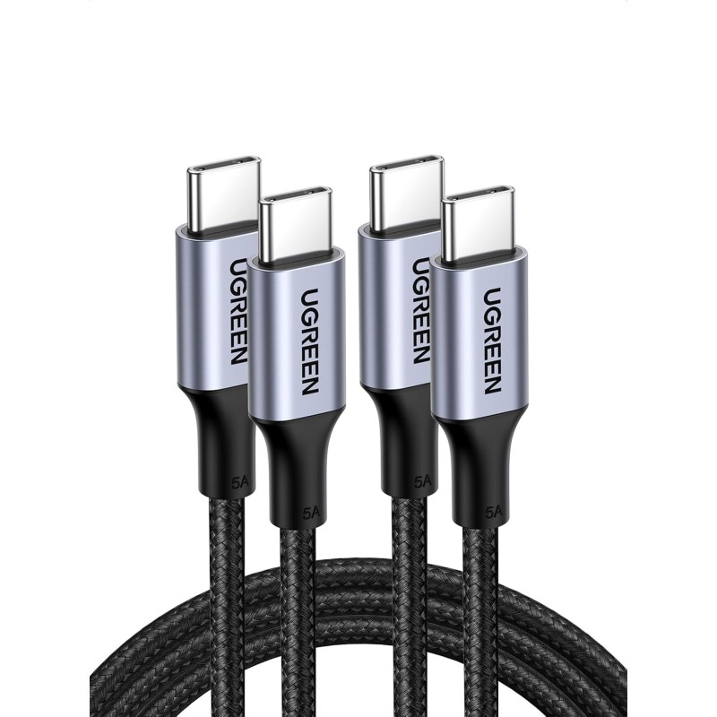 Uvert lot de 2 câble usb c vers usb c pd 100w 5a 20v charge rapide compatible avec macbook ipad pro iphone 17 pro max air 16 gal