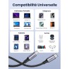 Uvert lot de 2 câble usb c vers usb c pd 100w 5a 20v charge rapide compatible avec macbook ipad pro iphone 17 pro max air 16 gal