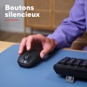 Trust yuki souris sans fil silencieuse bleutooth + 2.4ghz avec pile pour gauchers et droitiers, 75% plastique recyclé, souris bl