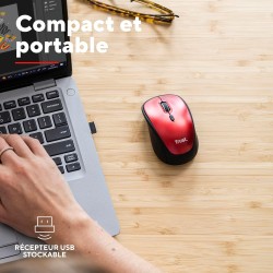 Trust Yvi+ Souris sans Fil Silencieuse avec Conception Durable, 800-1600 DPI, pour Gauchers et Droitiers, Récepteur USB Stockabl