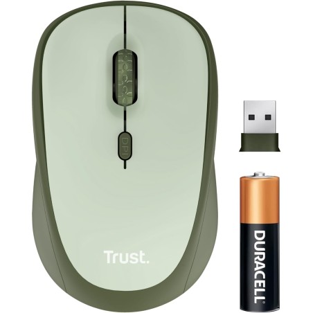 Trust Yvi+ Souris sans Fil Silencieuse avec Conception Durable, 800-1600 DPI, pour Gauchers et Droitiers, Récepteur USB Stockabl