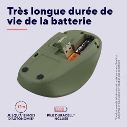 Trust Yvi+ Souris sans Fil Silencieuse avec Conception Durable, 800-1600 DPI, pour Gauchers et Droitiers, Récepteur USB Stockabl