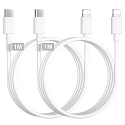 Câble USB C vers Lightning 1M-Lot de 2, [Certifié MFi] Cable iPhone USB C Cable Chargeur USBC Câble Lightning Cable Charge Rapid