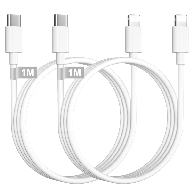 Câble USB C vers Lightning 1M-Lot de 2, [Certifié MFi] Cable iPhone USB C Cable Chargeur USBC Câble Lightning Cable Charge Rapid