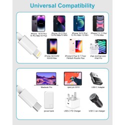 Câble USB C vers Lightning 1M-Lot de 2, [Certifié MFi] Cable iPhone USB C Cable Chargeur USBC Câble Lightning Cable Charge Rapid