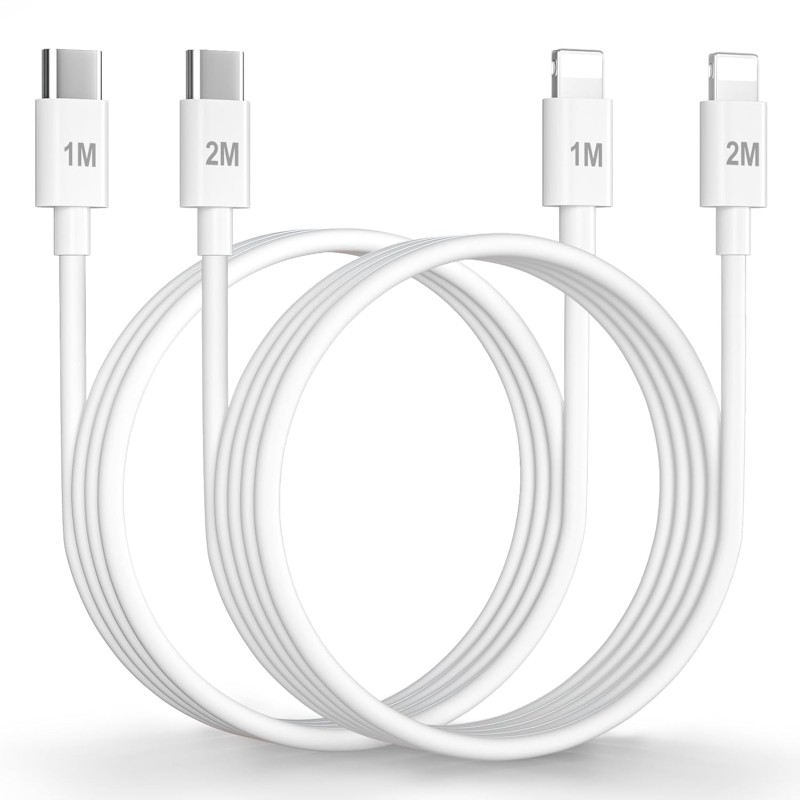 KINPEE Câble USB C vers Lightning 1M+2M [Certifié MFi],Cable Chargeur USBC Cable iPhone USB C Câble Lightning Cable Charge Rapid