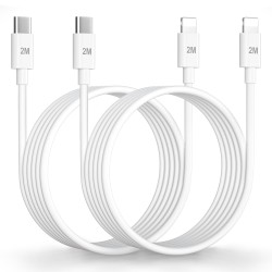 Câble USB C vers Lightning 2M-Lot de 2[Certifié MFi], Cable iPhone USB C Cable Chargeur USBC Câble Lightning Cable Charge Rapide