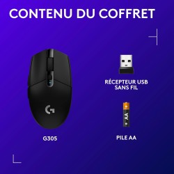 Logitech G305 Souris Gamer sans Fil, Capteur Gaming HERO, 12 000 PPP, Ultra-Léger, 6 Boutons Programmables, Batterie Longue Duré