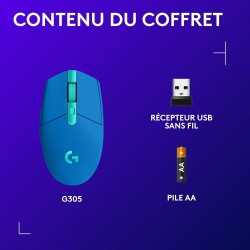 Logitech G305 Souris Gamer sans Fil, Capteur Gaming HERO, 12 000 PPP, Ultra-Léger, 6 Boutons Programmables, Batterie Longue Duré