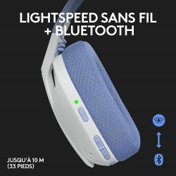 Logitech g305 souris gamer sans fil + logitech g435 lightspeed et bleutooth sans fil casque gaming, blanc