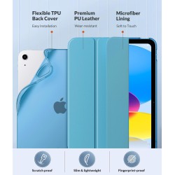 MoKo Coque pour iPad (A16) 11e Gén 11" 2025, iPad 10e Gén 10,9" 2022, Étui avec Coque Arrière en TPU Souple à Rabat avec Support
