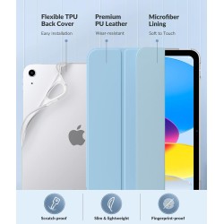 MoKo Coque pour iPad (A16) 11e Gén 11" 2025, iPad 10e Gén 10,9" 2022, Étui avec Coque Arrière en TPU Souple à Rabat avec Support