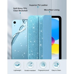 MoKo Coque pour iPad (A16) 11e Génération 11 Pouces 2025/iPad 10e Gén 10,9" 2022, Étui Scintillant, Housse avec Coque Arrière en