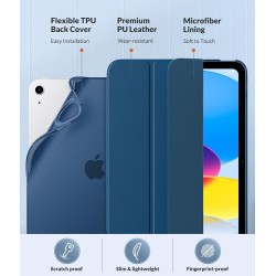 MoKo Coque pour iPad (A16) 11e Gén 11" 2025, iPad 10e Gén 10,9" 2022, Étui avec Coque Arrière en TPU Souple à Rabat avec Support