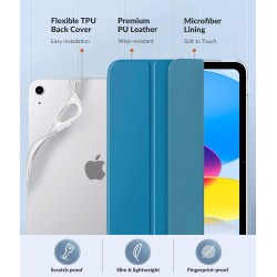 MoKo Coque pour iPad (A16) 11e Gén 11" 2025, iPad 10e Gén 10,9" 2022, Étui avec Coque Arrière en TPU Souple à Rabat avec Support