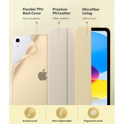 MoKo Coque pour iPad (A16) 11e Gén 11" 2025, iPad 10e Gén 10,9" 2022, Étui avec Coque Arrière en TPU Souple à Rabat avec Support