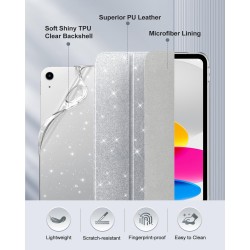 MoKo Coque pour iPad (A16) 11e Génération 11 Pouces 2025/iPad 10e Gén 10,9" 2022, Étui Scintillant, Housse avec Coque Arrière en