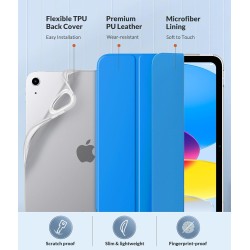 MoKo Coque pour iPad (A16) 11e Génération 11Pouces 2025, iPad 10e Gén 10,9" 2022, Étui avec Coque Arrière TPU Souple à Rabat, Su