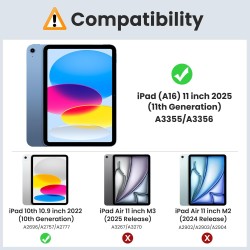MoKo Coque pour iPad (A16) 11e Gén 11" 2025, iPad 10e Gén 10,9" 2022, Étui avec Coque Arrière en TPU Souple à Rabat avec Support