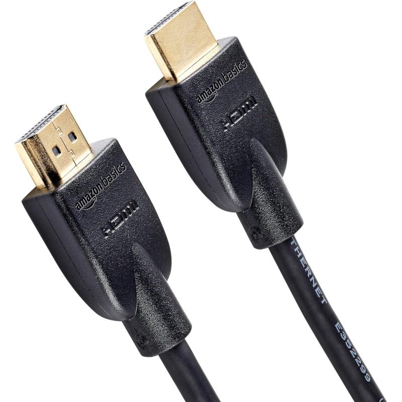 Amazon Basics Câble HDMI 4K de 1.8 m - Haute Performance 18 Gbps avec Ethernet, 4K@60Hz, 2160p, Noir