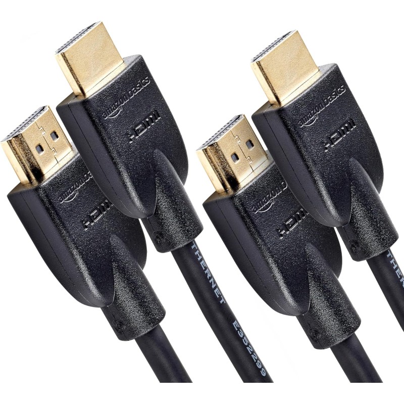 Amazon basics hdmi cable, 2-pack, 6ft, 4k@60hz, high-speed 4k hdmi 2.0 cord (18gbps), 2160p, 48 bit, compatible with tv/ps5/xbox